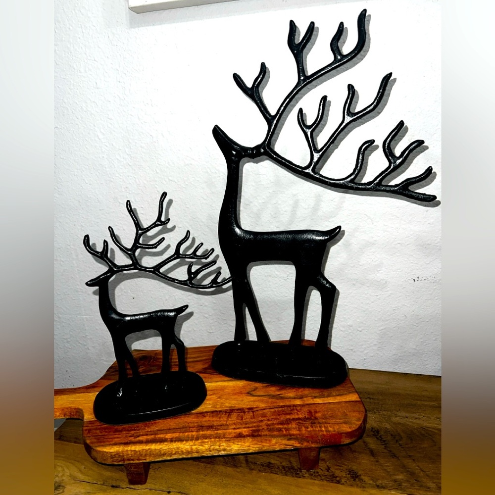 Metal Reindeer, black metal Reindeer Set of 2, deer